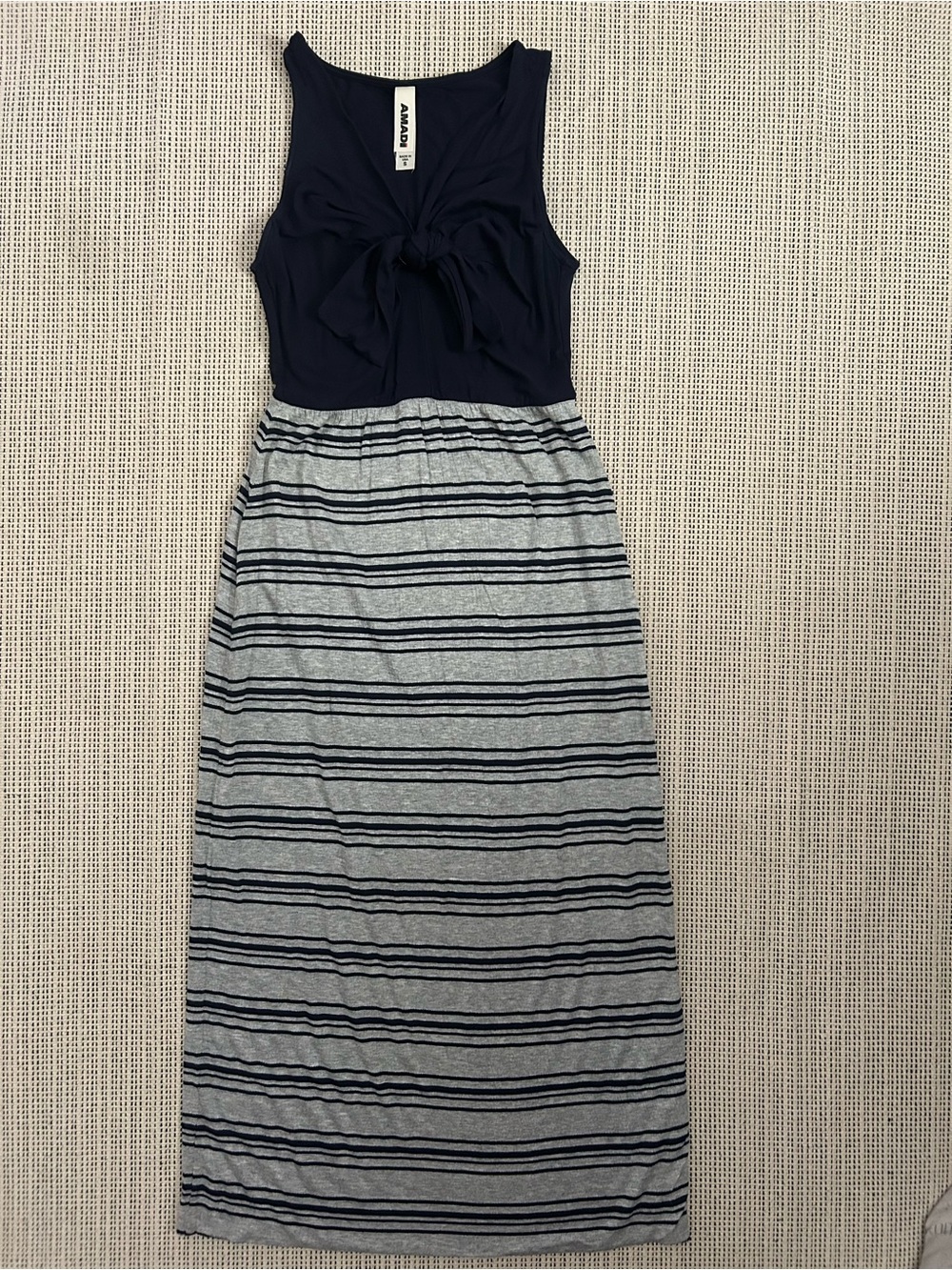 Anthropologie Navy and Gray Striped Midi Dress